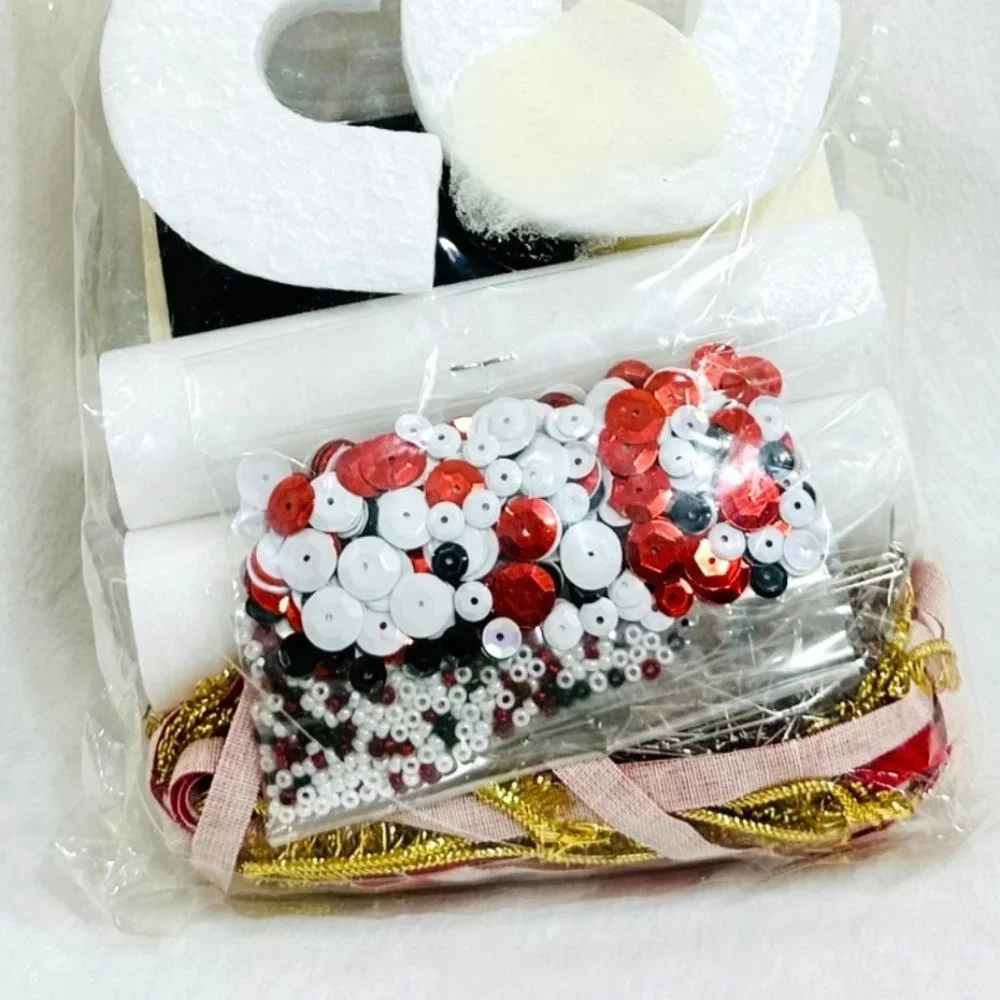 LeeWards SNOWMAN CANDY CANE Sequin/Bead Ornament Vtg. Kit - Rare/NOS - Japan - Picture 3 of 5